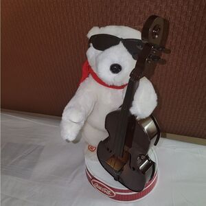 🆕️🐻‍❄Vintage Coca Cola Animated Jazz Polar Bear Guitar